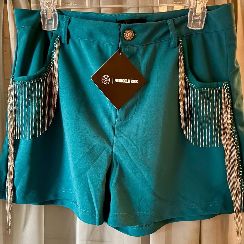 High Waist Blue Shorts with Relaxed Fit